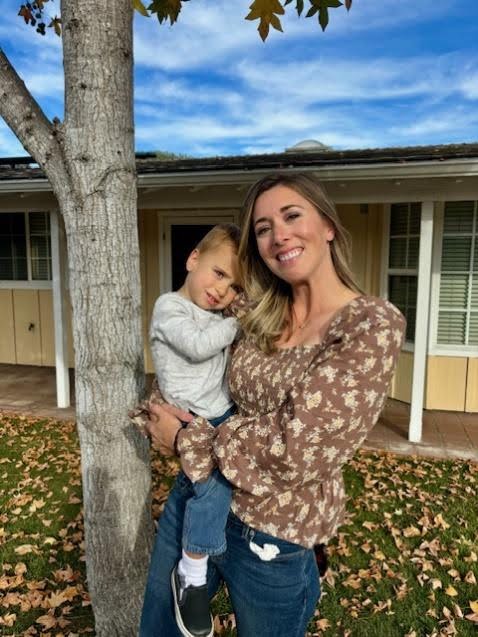 Proud mom Brittany with Carson, at home in California.